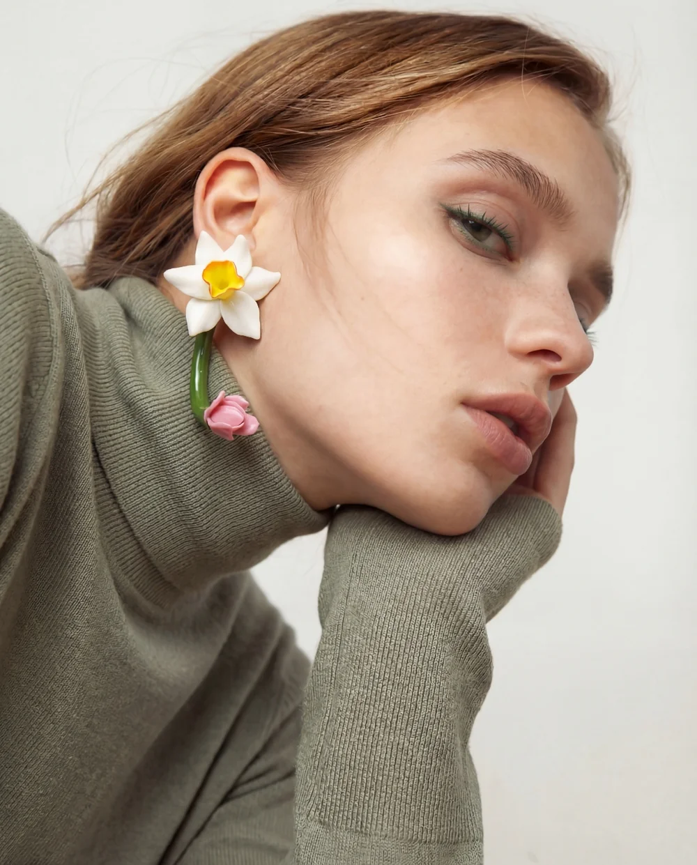 Editorial shoot: a model in a portrait scene