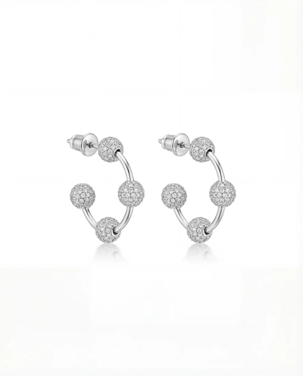 Pack shot: earrings on a clean white background